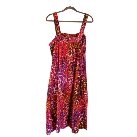 Natori Women’s Animal Print Ombré Dress Sleeveless Square Neck Size XL No Belt - Picture 2 of 10